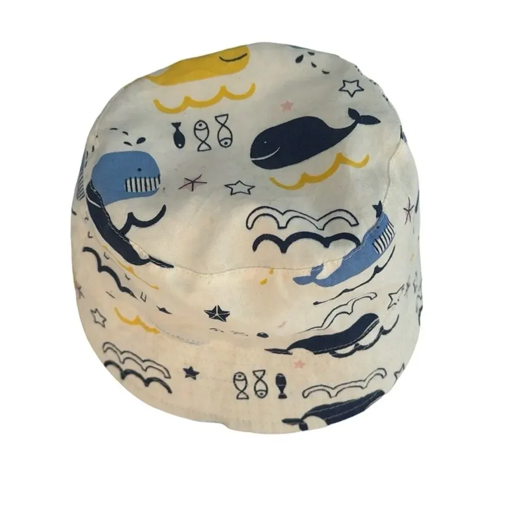 Toddler Bucket Hat Colorful with Whales Protect from the Sun, 100% Cotton